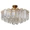 Gold Vertical Glass Messing Chandelier attributed to j.t. Kalmar, 1960s, Image 1