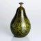 Pear Shaped Covered Bowl in Khaki Green Murano Glass, Cenedese, Italy 1