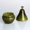 Pear Shaped Covered Bowl in Khaki Green Murano Glass, Cenedese, Italy 2