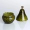 Pear Shaped Covered Bowl in Khaki Green Murano Glass, Cenedese, Italy, Image 2