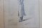 Caballero con sombrero, Principios del siglo XX, Dibujo a lápiz, Enmarcado, Imagen 2