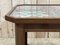 Tavolino da caffè Art Déco in mogano con ripiano in vetro rivestito in tessuto, anni '30, Immagine 4