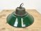 Lámpara colgante jaula industrial de esmalte verde y hierro fundido, años 60, Imagen 13