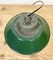 Lámpara colgante jaula industrial de esmalte verde y hierro fundido, años 60, Imagen 11