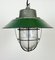 Lámpara colgante jaula industrial de esmalte verde y hierro fundido, años 60, Imagen 6