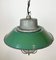 Lámpara colgante jaula industrial de esmalte verde y hierro fundido, años 60, Imagen 8
