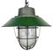 Industrial Cage Pendant Light in Green Enamel and Cast Iron, 1960s, Image 1