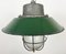 Lámpara colgante jaula industrial de esmalte verde y hierro fundido, años 60, Imagen 4