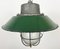 Lampe à Suspension Industrielle Cage en Émail Vert et Fonte, 1960s 4