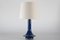 Danish Sculptural UFO Shaped Table Lamp in Blue Glaze from Søholm, 1960s 1