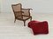 Scandinavian Armchair in Cherry Red Velour, 1930s 10