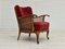 Scandinavian Armchair in Cherry Red Velour, 1930s 14