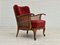 Skandinavischer Sessel aus kirschrotem Velours, 1930er 14
