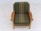 Danish Lounge Chair in Green Wool and Oak Wood, 1970s 15