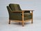 Danish Lounge Chair in Green Wool and Oak Wood, 1970s 1