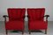 Art Deco Easy Chairs in Dark Stained Beech with Red Wool by Viggo Boesen for Fritz Hansen, 1930s, Set of 2, Image 2