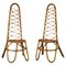 Italian Rattan and Bamboo Hight-Backed Chairs from Bonacina, 1960s, Set of 2, Image 1