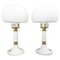Mid-Century Czechoslovakian Table Lamps in Opaline Glass and Brass by Drukov, 1970s, Set of 2 1
