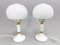 Mid-Century Czechoslovakian Table Lamps in Opaline Glass and Brass by Drukov, 1970s, Set of 2, Image 6