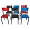 Stacking Chairs in Red and Black by Pierre Guariche for Meurop, 1960s, Set of 6, Image 1
