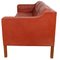 Model 2213 3-Seater Sofa in Red Leather by Børge Mogensen for Fredericia 5