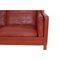 Sofá de tres plazas modelo 2213 de cuero rojo de Børge Mogensen para Fredericia, Imagen 6
