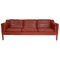 Model 2213 3-Seater Sofa in Red Leather by Børge Mogensen for Fredericia, Image 1