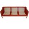 Modell 2213 3-Sitzer Sofa aus rotem Leder von Børge Mogensen für Fredericia 23