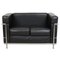 LC-2 2-Seater Sofa in Black Leather by Le Corbusier for Cassina, Image 1