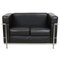 LC-2 2-Sitzer Sofa aus schwarzem Leder von Le Corbusier für Cassina 1