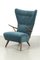 Vintage Blue Wingback Armchair 1
