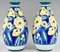 Art Deco Belgian Ceramic Vases with Flowers by Keramis, 1932, Set of 2 3
