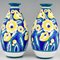 Art Deco Belgian Ceramic Vases with Flowers by Keramis, 1932, Set of 2 2