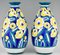 Art Deco Belgian Ceramic Vases with Flowers by Keramis, 1932, Set of 2, Image 4