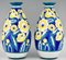 Jarrones belgas Art Déco de cerámica con flores de Keramis, 1932. Juego de 2, Imagen 4