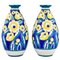 Art Deco Belgian Ceramic Vases with Flowers by Keramis, 1932, Set of 2 1