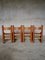 Brutalist and Sculptural French Dining Chairs in Oak and Leather, 1960s, Set of 4 3