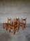Brutalist and Sculptural French Dining Chairs in Oak and Leather, 1960s, Set of 4, Image 2