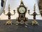 Petite Horloge de Cheminée Pendulum en Laiton et Bronze, France, 1880s, Set de 3 1