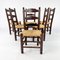 French Rush and Oak Dining Chairs, 1920s, Set of 6 8