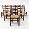 French Rush and Oak Dining Chairs, 1920s, Set of 6 7