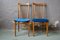 High-Back Blue Velvet Chairs, 1960s, Set of 2, Image 1