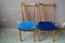 High-Back Blue Velvet Chairs, 1960s, Set of 2 3