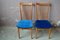 High-Back Blue Velvet Chairs, 1960s, Set of 2, Image 3