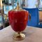 Mid-Century Modern Coral Red Goatskin and Brass Ice Bucket by Aldo Tura, 1950s, Image 8
