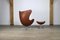 Chaise Egg avec Ottomane en Cuir Marron par Arne Jacobsen pour Fritz Hansen, 1960s, Set de 2 6