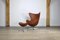 Egg Chair con poggiapiedi in pelle marrone di Arne Jacobsen per Fritz Hansen, anni '60, set di 2, Immagine 4