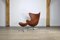 Egg Chair mit Ottomane aus Braunem Leder von Arne Jacobsen für Fritz Hansen, 1960er, 2er Set 4