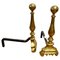 Iron and Brass Top Andirons, 1930, Set of 2 3