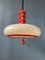 Space Age Pendant Lamp in Red with White Acrylic Glass Shade, 1970s, Image 8